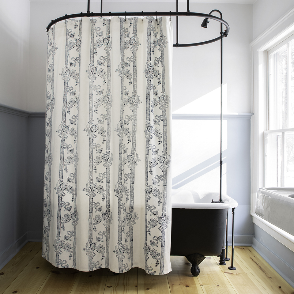 The French Blue Lines Shower Curtain-ONE SIZE